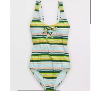 NWOT AERIE striped lace up swimsuit size large